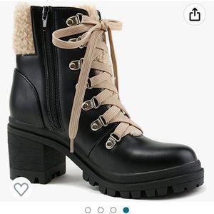 Soda Chunky Lug Sole Boots with Faux Fur
